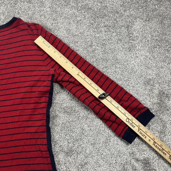 Lauren Ralph Lauren T Shirt Womens Medium Nautical Stripe Pocket Red Blouse - Picture 12 of 13